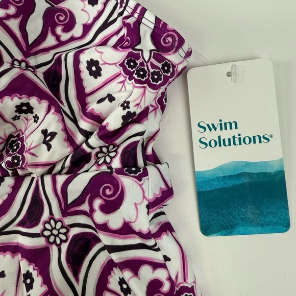 Swim Solutions Tankini Bikini Top Womens Size US 10 Purple Floral Underwire NWT - Picture 2 of 10